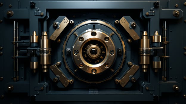 AI generated Secure vault door locking mechanism, high-end security system photo