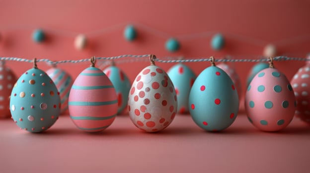 AI generated A Row of Painted Eggs on a Table photo