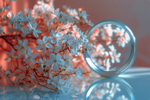AI generated Mirror Reflecting a Bunch of Flowers photo