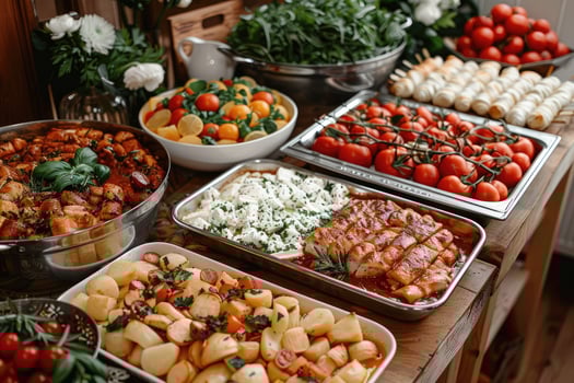 AI generated served table food party professional advertising food photography photo
