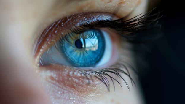 AI generated Beautiful blue eyes close-up for your design. photo