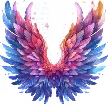 AI generated Colorful Wings on White Background photo