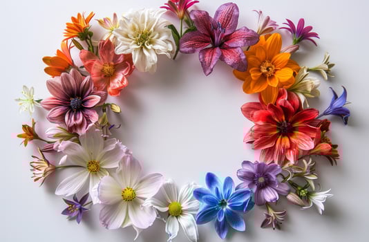 AI generated Assorted Colored Flowers on White Surface photo