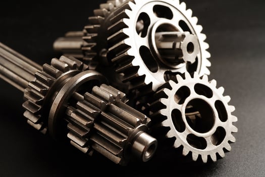 Metal gear wheel engine car and bike, mechanic industry concept. photo