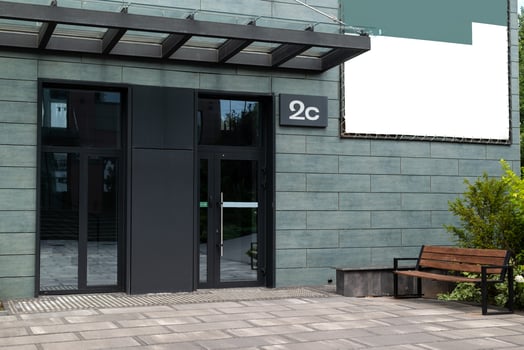 Entrance of the modern business city office building. photo