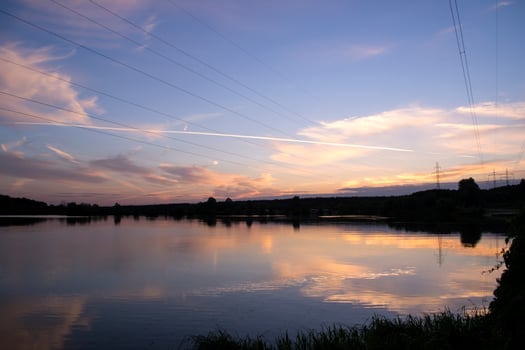 A beautiful sunset at lake. photo
