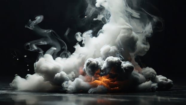 AI generated White colored smoke on a black background photo