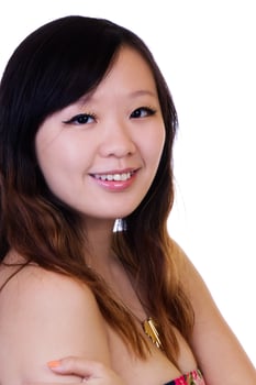 Portrait Chinese American Woman With White Background photo