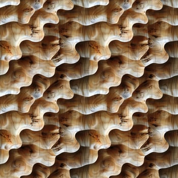 AI generated seamless background, abstract wave pattern carved on a wooden surface photo