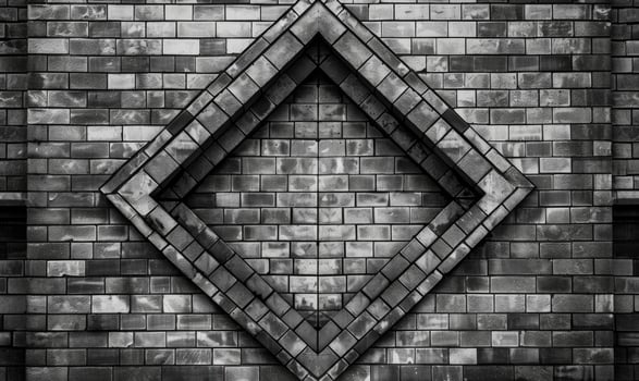 AI generated Black and white brick wall texture. Black and white brick wall background. photo