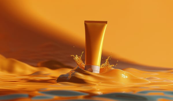 AI generated Yellow Liquid Tube Splashing Into Water photo