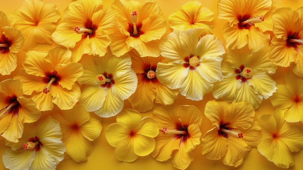 AI generated Yellow Flowers on Yellow Background photo