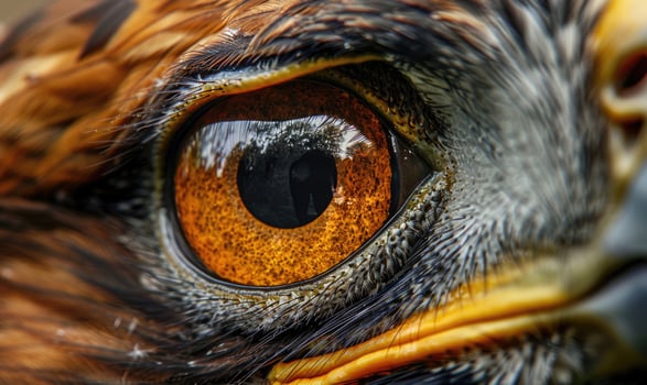 AI generated Close-up of eagle's eye. Macro of hawk's eye. photo