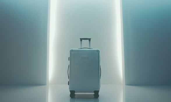 AI generated White suitcase in the room. Travel concept. photo