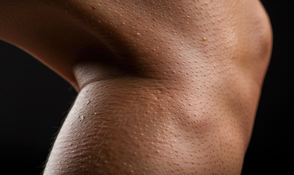 AI generated Closeup of a woman's knee on a black background. Skin care concept photo