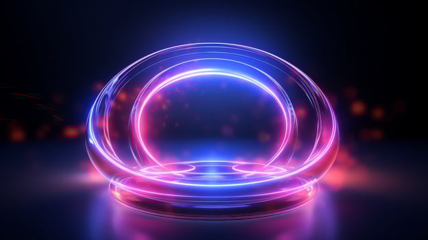 AI generated Glowing neon circles, futuristic, clean design photo