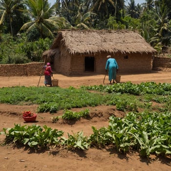 AI generated Beautiful village agriculture photo