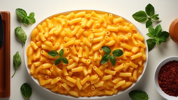 AI generated Macaroni schotel with cheese baked meat meal photo