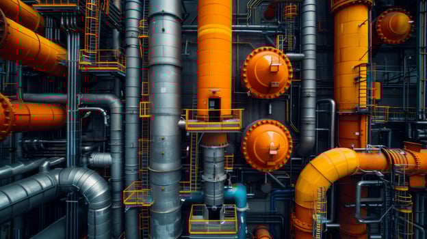 AI generated Photo Industrial zone. The equipment of oil refining