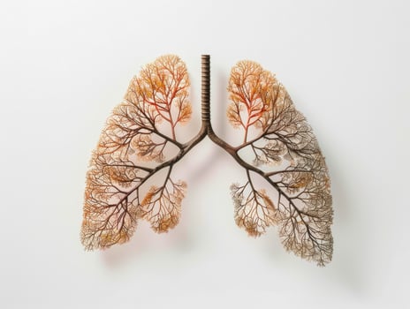 AI generated Human lungs in the form of trees or leaves on a white background photo