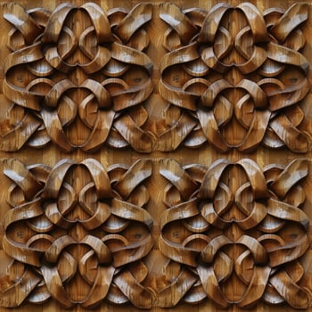 AI generated seamless background, abstract pattern carved on a wooden surface photo