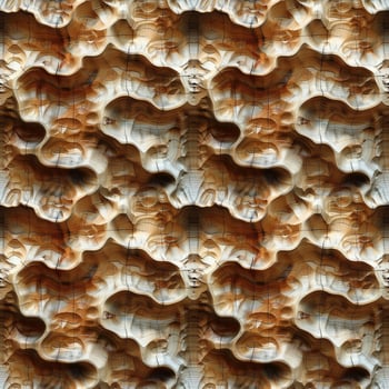 AI generated seamless background, abstract wave pattern carved on a wooden surface photo