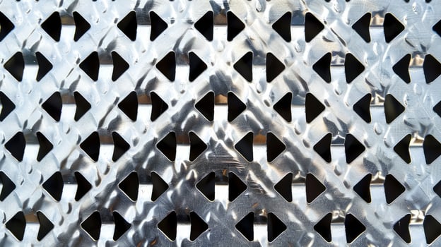 AI generated Abstract stainless steel checker plate with round hole punch, a rugged and industrial background. Ai Generated. photo