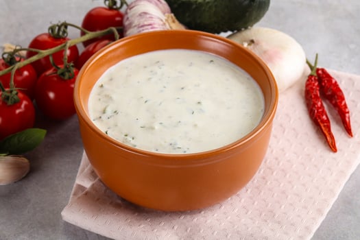 Traditional delicious appetizer greek tzatziki Turkish name cacik photo