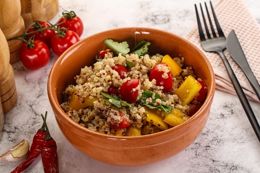 Dietary vegetarian quinoa with vegetables photo