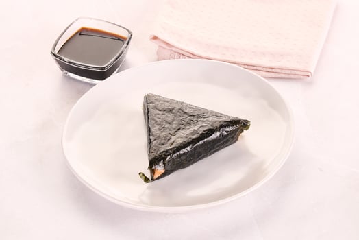 Japanese traditional onigiri with fish photo