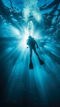AI Generated Scuba Diver Swimming Underwater photo
