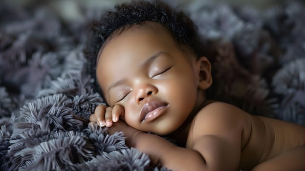 AI generated A beautiful newborn baby in soft comfortable clothes. AI Generated photo