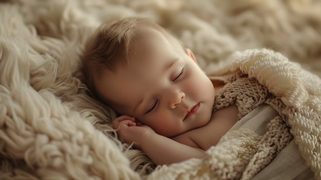 AI generated A beautiful newborn baby in soft comfortable clothes. AI Generated photo