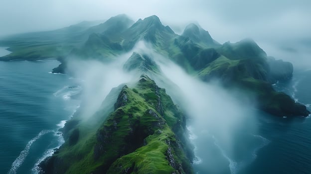 AI generated Beautiful natural mountain drone view landscape photo