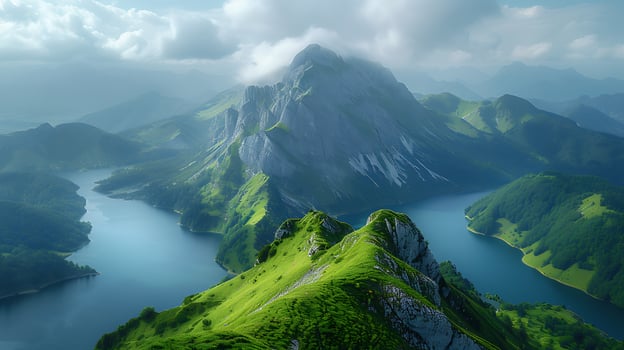 AI generated Beautiful natural mountain drone view landscape photo