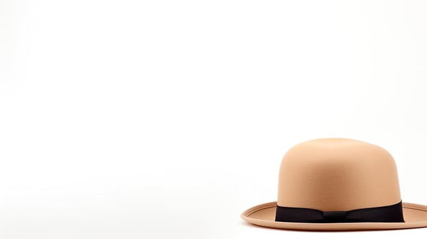 AI generated Photo of Beige Bowler Hat isolated on white background. AI Generated