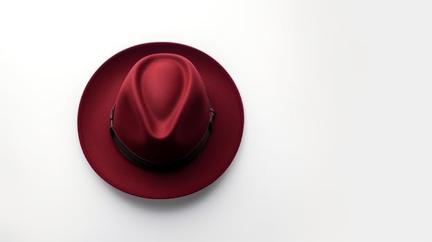AI generated Photo of Burgundy Fedora Hat isolated on white background. AI Generated