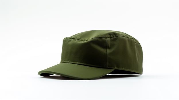 AI generated Photo of Dark Green Military Cap isolated on white background. AI Generated