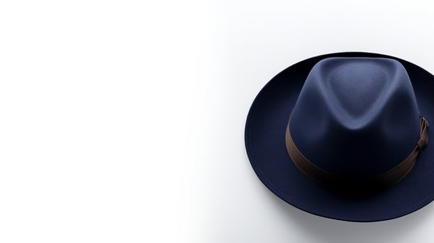 AI generated Photo of Navy Blue Fedora Hat isolated on white background. AI Generated