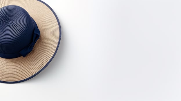 AI generated Photo of Navy Blue Straw hat isolated on white background. AI Generated
