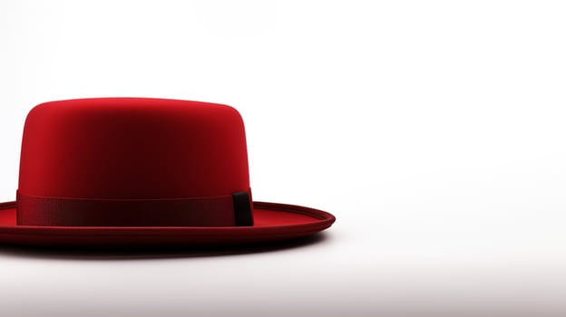 AI generated Photo of Red Boater Hat isolated on white background. AI Generated