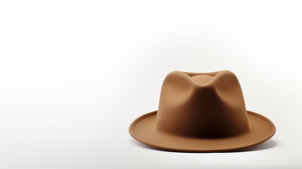 AI generated Photo of Tan Fedora Hat isolated on white background. AI Generated