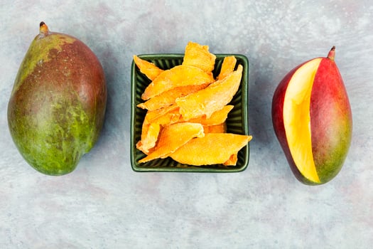 Dried and fresh mango fruit photo