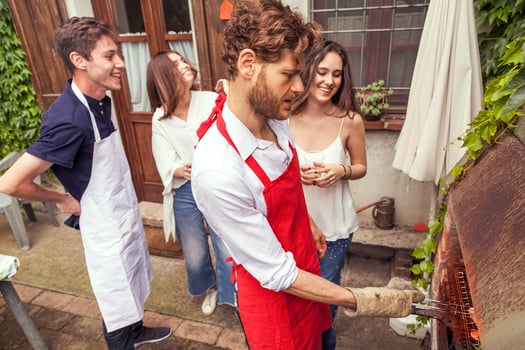 group of friends preparing a barbecue party photo