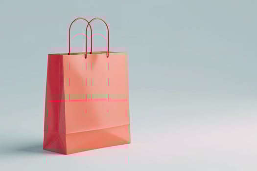 AI generated Shop bag with horizontal copy space background. Red shopping purchase or package for business mockup and market template. Commercial merchandise poster minimal design. AI Generated photo