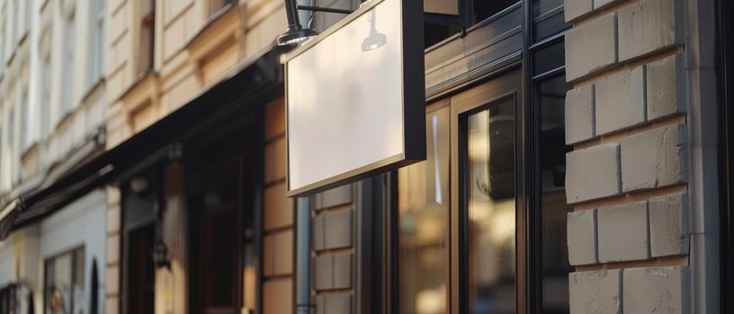 AI generated Modern Close-Up of the Vertical Sign Atop a New Restaurant, Signifying Contemporary Style and Culinary Excellence. photo