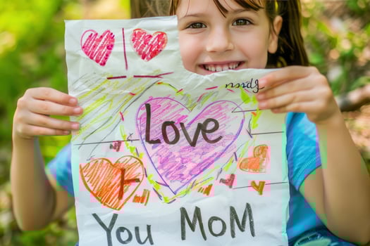 AI generated Hand drawing the text I Love You MOM photo
