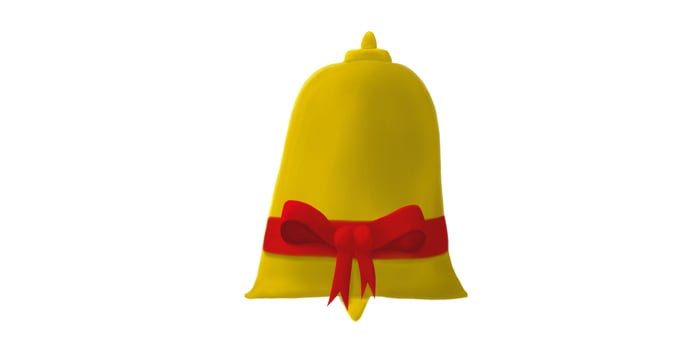 Gold bell and red ribbon photo