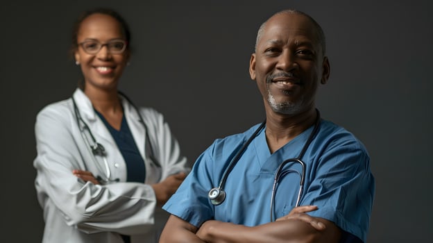 AI generated Portrait of a male medical worker with a stethoscope. AI Generated photo