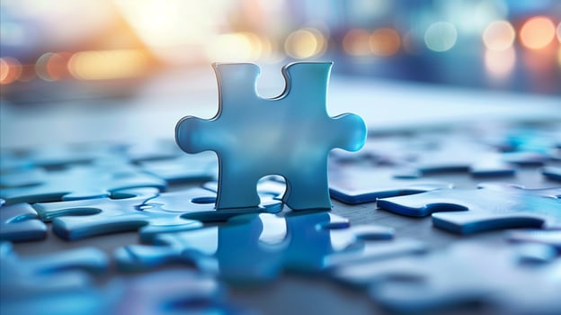 AI generated Close up of puzzle piece on table photo